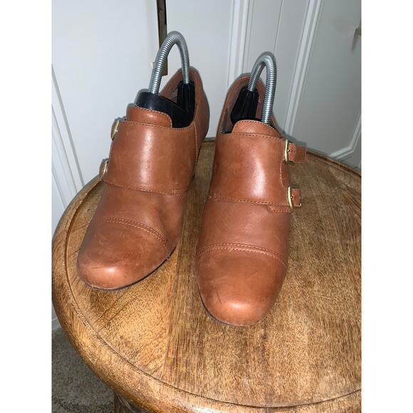 Clarks Women's Brown Ankle‎ Booties Size 9.5M Double Buckle Block Heel - Picture 2 of 8